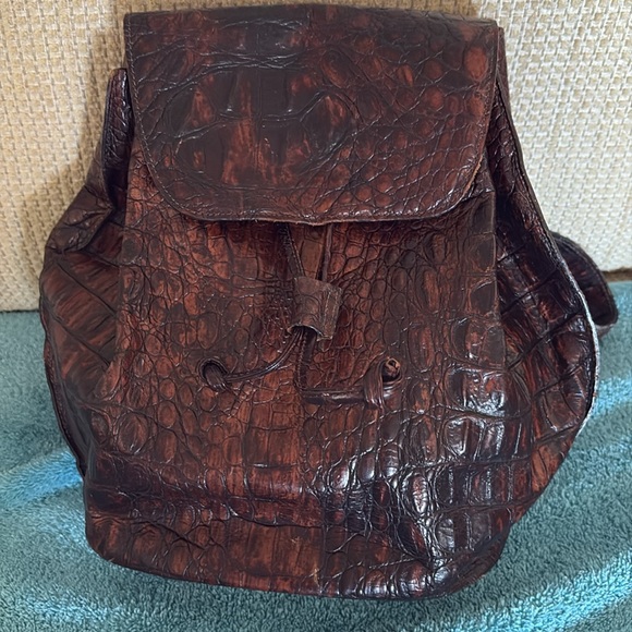 Joan & David Handbags - Vintage Rare Joan & David Croc Embossed Italian Leather Adjust. Straps Backpack